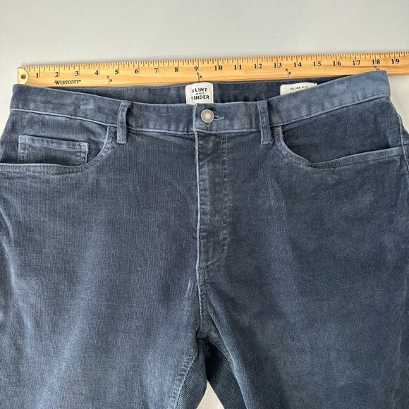 Flint and Tinder Pants 36x34 Gray Slim Fit Corduroy Casual Cotton Stretch - Picture 5 of 10